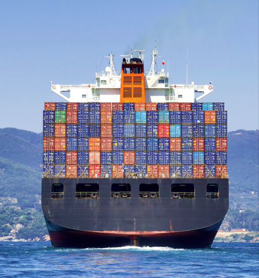 Cargo container ship with colorful shipping containers